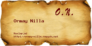 Ormay Nilla névjegykártya